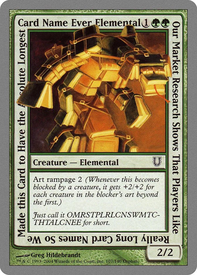 Our Market Research Shows That Players Like Really Long Card Names So We Made this Card to Have the Absolute Longest Card Name Ever Elemental image 1